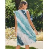 Zeagoo Womens Casual Summer Dresses 2025 Boho Sleeveless Sundresses with Pockets Pleated Beach Floral T Shirt Dresses(Blue-printed)