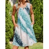 Zeagoo Womens Casual Summer Dresses 2025 Boho Sleeveless Sundresses with Pockets Pleated Beach Floral T Shirt Dresses(Blue-printed)