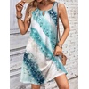 Zeagoo Womens Casual Summer Dresses 2025 Boho Sleeveless Sundresses with Pockets Pleated Beach Floral T Shirt Dresses(Blue-printed)