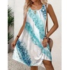 Zeagoo Womens Casual Summer Dresses 2025 Boho Sleeveless Sundresses with Pockets Pleated Beach Floral T Shirt Dresses(Blue-printed)