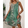 Zeagoo Womens Casual Summer Dresses 2025 Boho Sleeveless Sundresses with Pockets Pleated Beach Floral T Shirt Dresses(Green-printed)