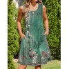 Zeagoo Womens Casual Summer Dresses 2025 Boho Sleeveless Sundresses with Pockets Pleated Beach Floral T Shirt Dresses(Green-printed)
