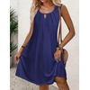 Zeagoo Womens Casual Summer Dresses 2025 Boho Sleeveless Sundresses with Pockets Pleated Beach Floral T Shirt Dresses(Navy Blue)