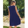 Zeagoo Womens Casual Summer Dresses 2025 Boho Sleeveless Sundresses with Pockets Pleated Beach Floral T Shirt Dresses(Navy Blue)