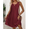 Zeagoo Womens Casual Summer Dresses 2025 Boho Sleeveless Sundresses with Pockets Pleated Beach Floral T Shirt Dresses(Wine Red)