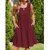 Zeagoo Womens Casual Summer Dresses 2025 Boho Sleeveless Sundresses with Pockets Pleated Beach Floral T Shirt Dresses(Wine Red)