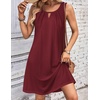 Zeagoo Womens Casual Summer Dresses 2025 Boho Sleeveless Sundresses with Pockets Pleated Beach Floral T Shirt Dresses(Wine Red)
