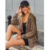 Zeagoo Women’s Lightweight Hoodies Full Zip Up Oversized Sweatshirt Trendy(Brown)