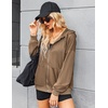 Zeagoo Women’s Lightweight Hoodies Full Zip Up Oversized Sweatshirt Trendy(Brown)