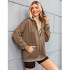 Zeagoo Women’s Lightweight Hoodies Full Zip Up Oversized Sweatshirt Trendy(Brown)