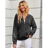 Zeagoo Women’s Lightweight Hoodies Full Zip Up Oversized Sweatshirt Trendy(Dark Grey)