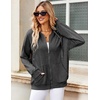 Zeagoo Women’s Lightweight Hoodies Full Zip Up Oversized Sweatshirt Trendy(Dark Grey)