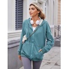 Zeagoo Women’s Lightweight Hoodies Full Zip Up Oversized Sweatshirt Trendy(Grey Blue)