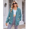 Zeagoo Women’s Lightweight Hoodies Full Zip Up Oversized Sweatshirt Trendy(Grey Blue)
