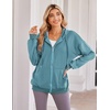 Zeagoo Women’s Lightweight Hoodies Full Zip Up Oversized Sweatshirt Trendy(Grey Blue)