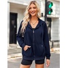Zeagoo Women’s Lightweight Hoodies Full Zip Up Oversized Sweatshirt Trendy(Navy Blue)