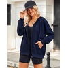Zeagoo Women’s Lightweight Hoodies Full Zip Up Oversized Sweatshirt Trendy(Navy Blue)
