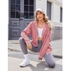 Zeagoo Women’s Lightweight Hoodies Full Zip Up Oversized Sweatshirt Trendy(Pink)