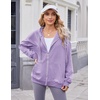 Zeagoo Women’s Lightweight Hoodies Full Zip Up Oversized Sweatshirt Trendy(Purple)