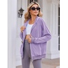 Zeagoo Women’s Lightweight Hoodies Full Zip Up Oversized Sweatshirt Trendy(Purple)