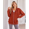 Zeagoo Women’s Lightweight Hoodies Full Zip Up Oversized Sweatshirt Trendy(Red)