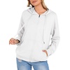 Zeagoo Women’s Lightweight Hoodies Full Zip Up Oversized Sweatshirt Trendy(White)