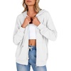 Zeagoo Women’s Lightweight Hoodies Full Zip Up Oversized Sweatshirt Trendy(White)