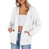 Zeagoo Women’s Lightweight Hoodies Full Zip Up Oversized Sweatshirt Trendy(White)