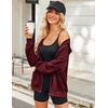 Zeagoo Women’s Lightweight Hoodies Full Zip Up Oversized Sweatshirt Trendy(Wine Red)