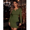 Zeagoo Womens Long Sleeve Sweater Dress 2026 Buttun Up Slim Fit Dress Ribbed Knit Bodycon Dress for Fall Winter(Army Green)