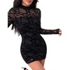 Zeagoo Women’s Mesh Sheer Long Sleeve Dress Ruched Bodycon Mock Neck Dress(Jh88)