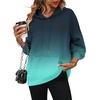 Zeagoo Womens Oversized Hoodies 2025 Fleece Sweatshirts Long Sleeve Pullover with Pocket Fall Winter Outfits Clothes(Blue Gradient 2)