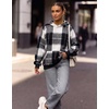 Zeagoo Womens Oversized Hoodies Pullover Fleece Hooded Sweatshirt Trendy(Black White Plaid)