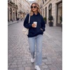 Zeagoo Womens Oversized Hoodies Pullover Fleece Hooded Sweatshirt Trendy(Blue)