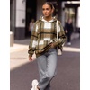 Zeagoo Womens Oversized Hoodies Pullover Fleece Hooded Sweatshirt Trendy(Khaki Grey Plaid)