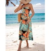 Zeagoo Women’s Summer Casual Boho Sundress Spaghetti Strap Square Neck Flowy Midi Dresses A Line Beach Dress with Pockets(A02-green Leaves)