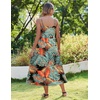 Zeagoo Women’s Summer Casual Boho Sundress Spaghetti Strap Square Neck Flowy Midi Dresses A Line Beach Dress with Pockets(A02-green Leaves)