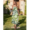 Zeagoo Women’s Summer Casual Boho Sundress Spaghetti Strap Square Neck Flowy Midi Dresses A Line Beach Dress with Pockets(Green1)