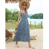 Zeagoo Women’s Summer Casual Boho Sundress Spaghetti Strap Square Neck Flowy Midi Dresses A Line Beach Dress with Pockets(Xh444)