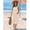 Zeagoo Womens Summer Midi Dresses 2026 Casual Sleeveless Tank Sundresses A Line Crewneck Beach Vacation Dress with Pockets(Beige-wa)