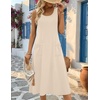 Zeagoo Womens Summer Midi Dresses 2026 Casual Sleeveless Tank Sundresses A Line Crewneck Beach Vacation Dress with Pockets(Beige-wa)