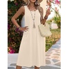 Zeagoo Womens Summer Midi Dresses 2026 Casual Sleeveless Tank Sundresses A Line Crewneck Beach Vacation Dress with Pockets(Beige-wa)