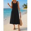 Zeagoo Womens Summer Midi Dresses 2026 Casual Sleeveless Tank Sundresses A Line Crewneck Beach Vacation Dress with Pockets(Black)