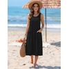 Zeagoo Womens Summer Midi Dresses 2026 Casual Sleeveless Tank Sundresses A Line Crewneck Beach Vacation Dress with Pockets(Black)
