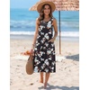 Zeagoo Womens Summer Midi Dresses 2026 Casual Sleeveless Tank Sundresses A Line Crewneck Beach Vacation Dress with Pockets(Black Floral-pa104)