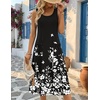 Zeagoo Womens Summer Midi Dresses 2026 Casual Sleeveless Tank Sundresses A Line Crewneck Beach Vacation Dress with Pockets(Black White Floral-sf100)