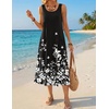 Zeagoo Womens Summer Midi Dresses 2026 Casual Sleeveless Tank Sundresses A Line Crewneck Beach Vacation Dress with Pockets(Black White Floral-sf100)