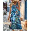 Zeagoo Womens Summer Midi Dresses 2026 Casual Sleeveless Tank Sundresses A Line Crewneck Beach Vacation Dress with Pockets(Blue Floral 02-wf23)