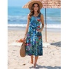 Zeagoo Womens Summer Midi Dresses 2026 Casual Sleeveless Tank Sundresses A Line Crewneck Beach Vacation Dress with Pockets(Blue Floral 02-wf23)