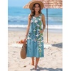 Zeagoo Womens Summer Midi Dresses 2026 Casual Sleeveless Tank Sundresses A Line Crewneck Beach Vacation Dress with Pockets(Blue Floral-zw89)